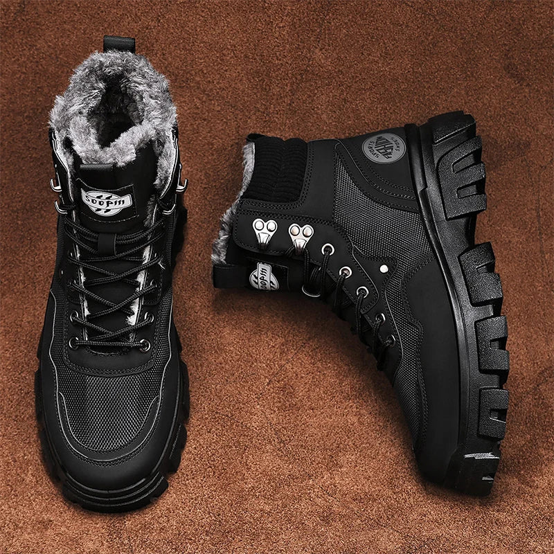 Ankle Boots Men's Winter Biker Motorcycle High Top