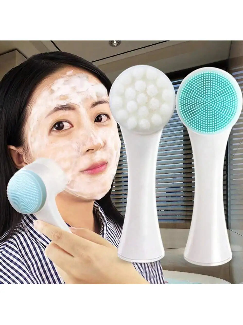 Facial Cleansing Brush, Dual-sided Silicone Pore Cleanser, Manual