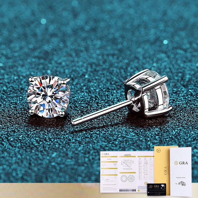 D VVS1 Moissanite Stud Earrings For Women 925