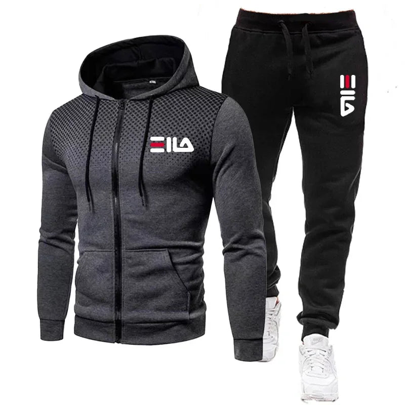 2PCS Mens Jogging Suits Autumn Long Sleeve Zipper