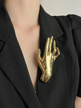 HangZhi Large Smooth Hand Palm Brooch Exaggerated Pin