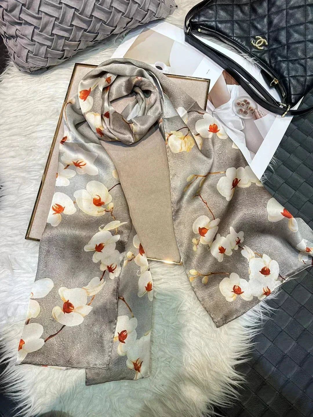 New Luxury Pure Silk Scarf Shawl Women