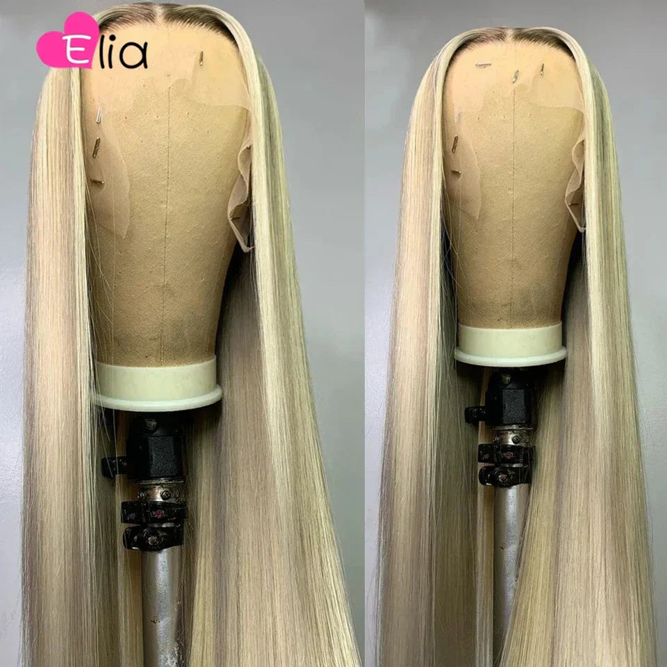 Brown Roots Wigs for Women Transparent Lace Front