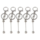 15Pcs Metal Beaded Keyring Beadable Bar Keychain Lobster
