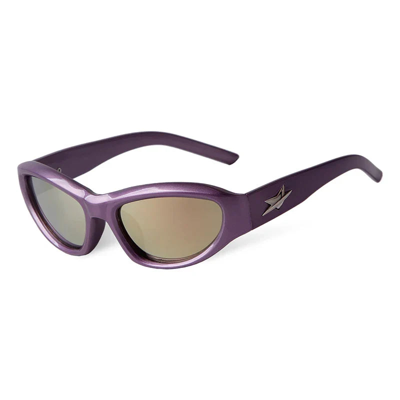 Steampunk Cat Eye Purple Mirror Sunglasses Women Brand