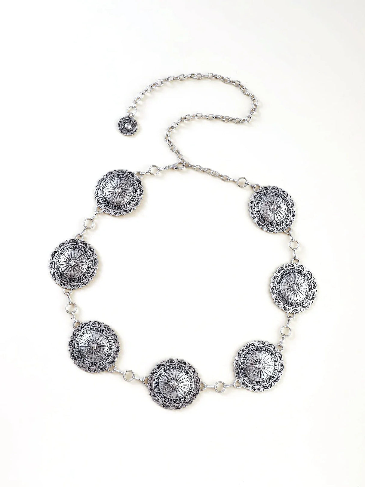 Fashion Antique Silver Alloy Western Floral Circle Conchos