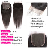Straight 4x4 5x5 6x6 Lace Closure Human Hair