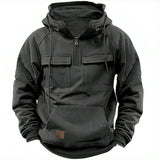 Loose Sweatshirt Men Pullover Solid Color Black Blue