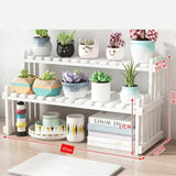 Natural Bamboo Indoor Plant Stand for Desk,Adjustable Desktop