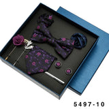 Black Mens Neck Tie Gift Set Bowtie Pocket