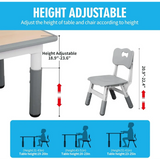 Kids Study Table and Chairs Set, Height Adjustable