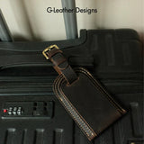 Vintage Genuine Crazy Horse Leather Luggage Tag Suitcase