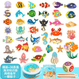 Wooden Magnetic Fishing Toys Baby Cartoon Marine Life