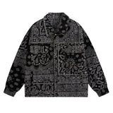 Men Paisley Bandana Print Denim Jacket Streetwear Pattern