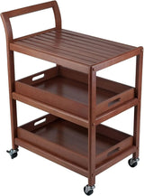 3-Shelf Wood Mobile Serving Cart With Lockable Wheels