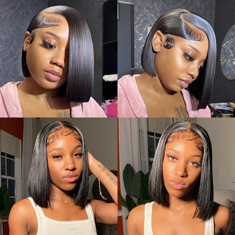 13x6 Straight Lace Frontal Bob Wig Pre Plucked
