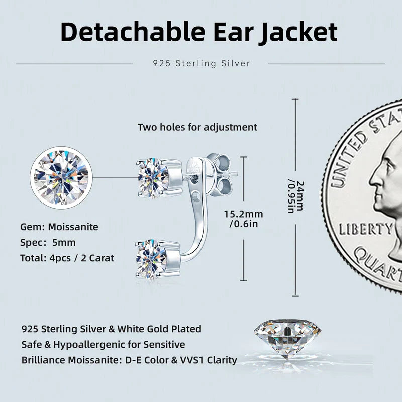 New Stud Earrings 5mm D Color Moissanite Drop