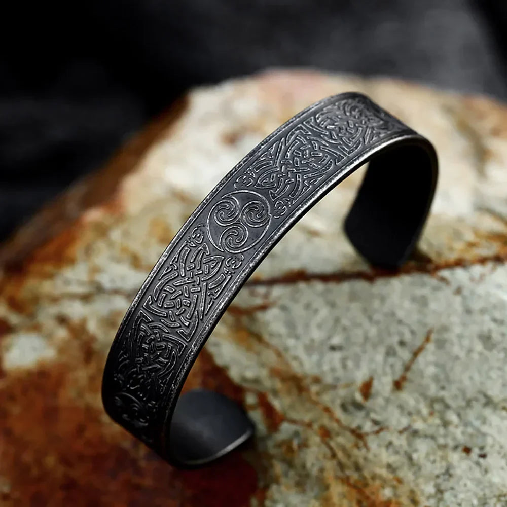 Black Stainless Steel Viking Rune Bracelets For Men