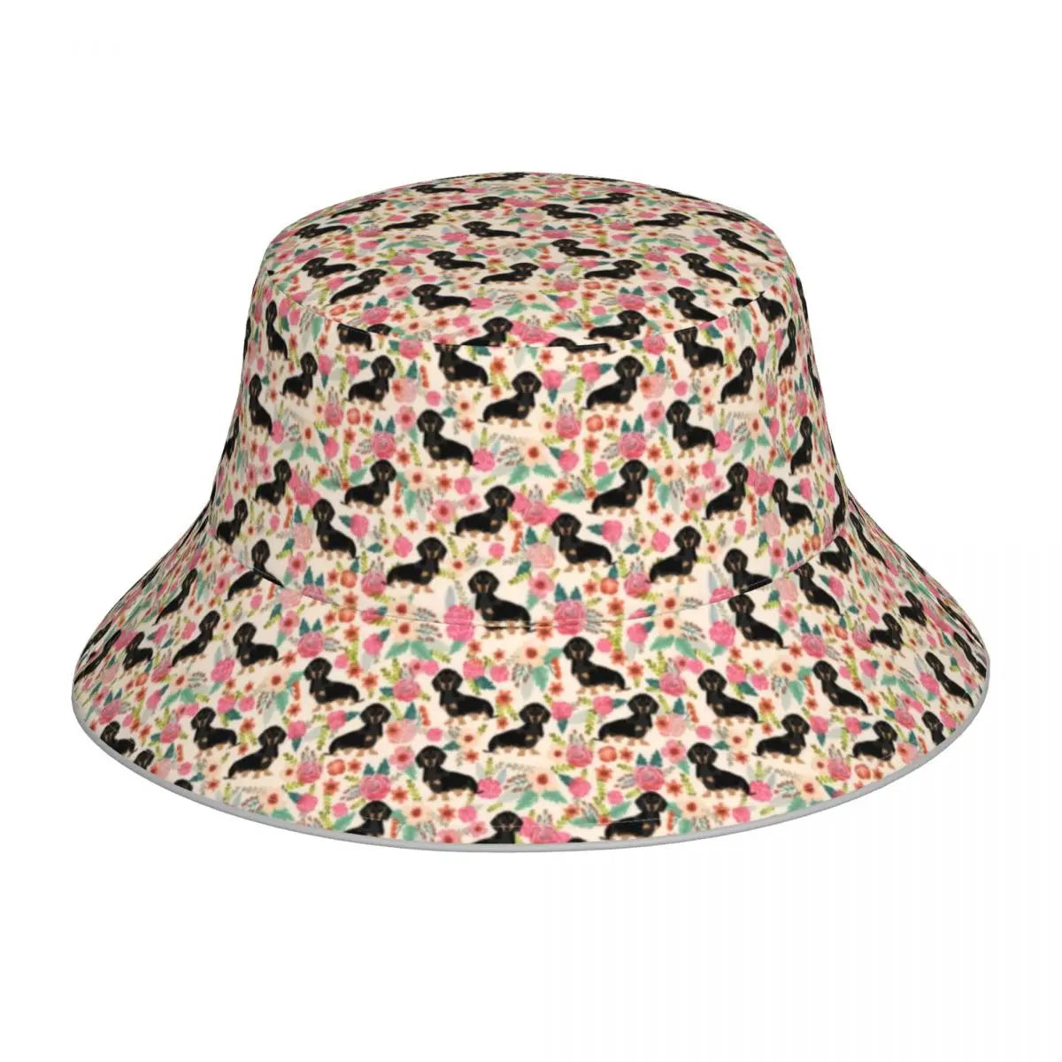 Dachshund Bucket Hat Black and Gold Dog Hawaii