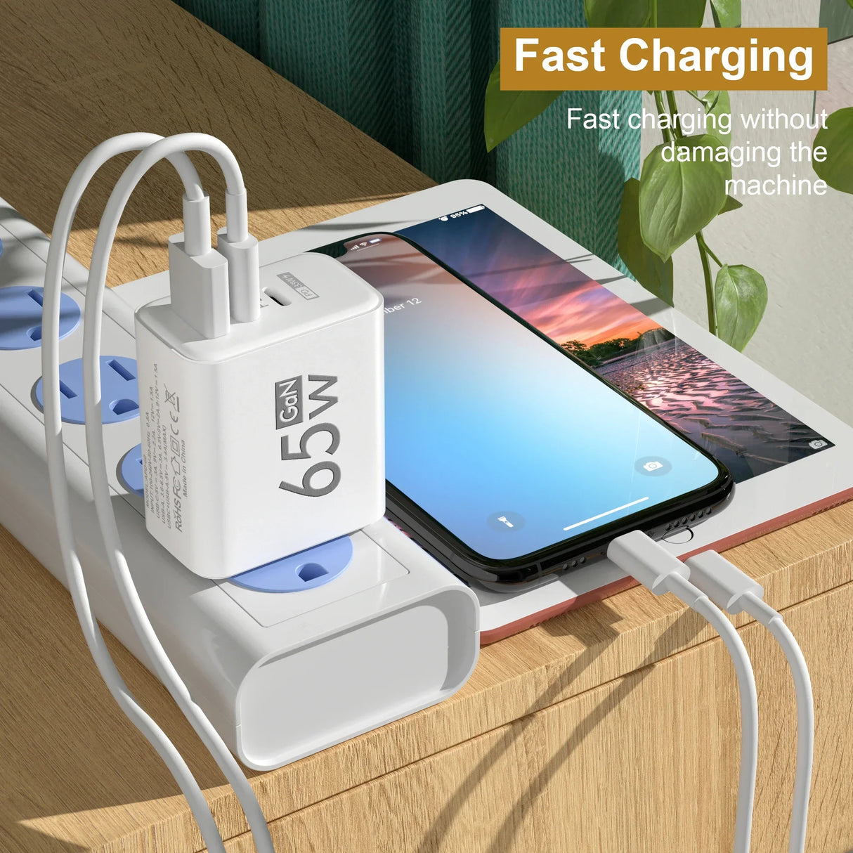 65W 3 Ports GaN USB PD Charger Fast