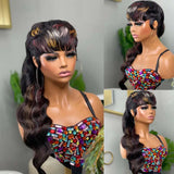 Mullet Wig Highlight Full Machine Made Wig With