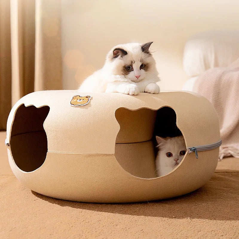 Donut Cat Bed Hiding House Indoor Tunnel Toys