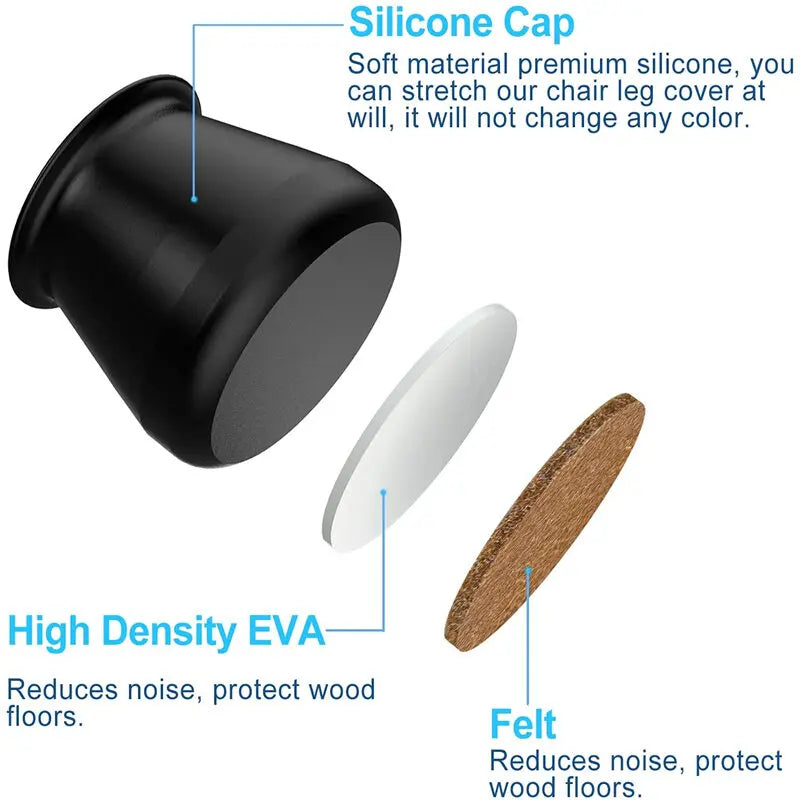 24pcs Silicone Desk Chair Leg Protectors with EVA