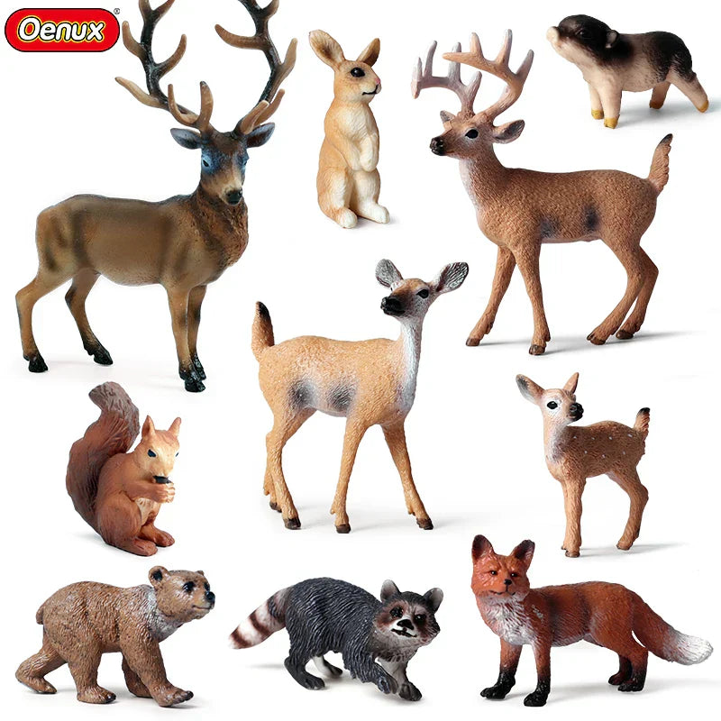Oenux 10PCS Forest Wild Animals Model Set Deer