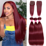 99J Straight Bundles With Closure Reddish Brown Straight