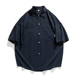 Double Pockets Shirts for Men Vintage Japan Baggy