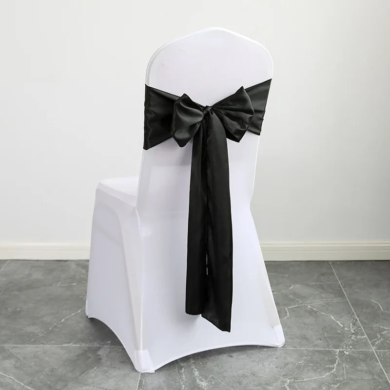 10PCS 17x275cm Sage Green Satin Chair Sashes Bows