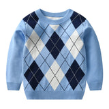 Autumn and winter boy warm sweater plaid lattice