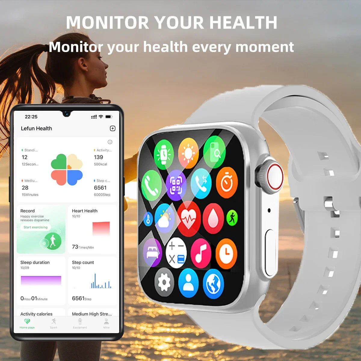 Women Men Sports Smart Watch with Message Answer