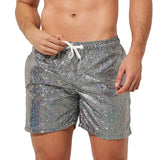 Shiny Drawstring Track Pants Print Beach Pants Sequin