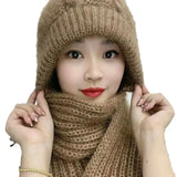 Fashion Winter Women Windproof Hat and Scarf in