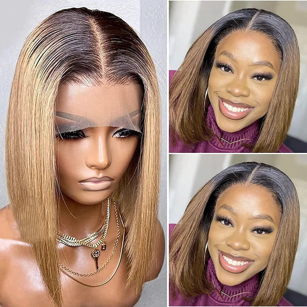 Blonde Bob Wigs Deep Part 13x4 Human Hair