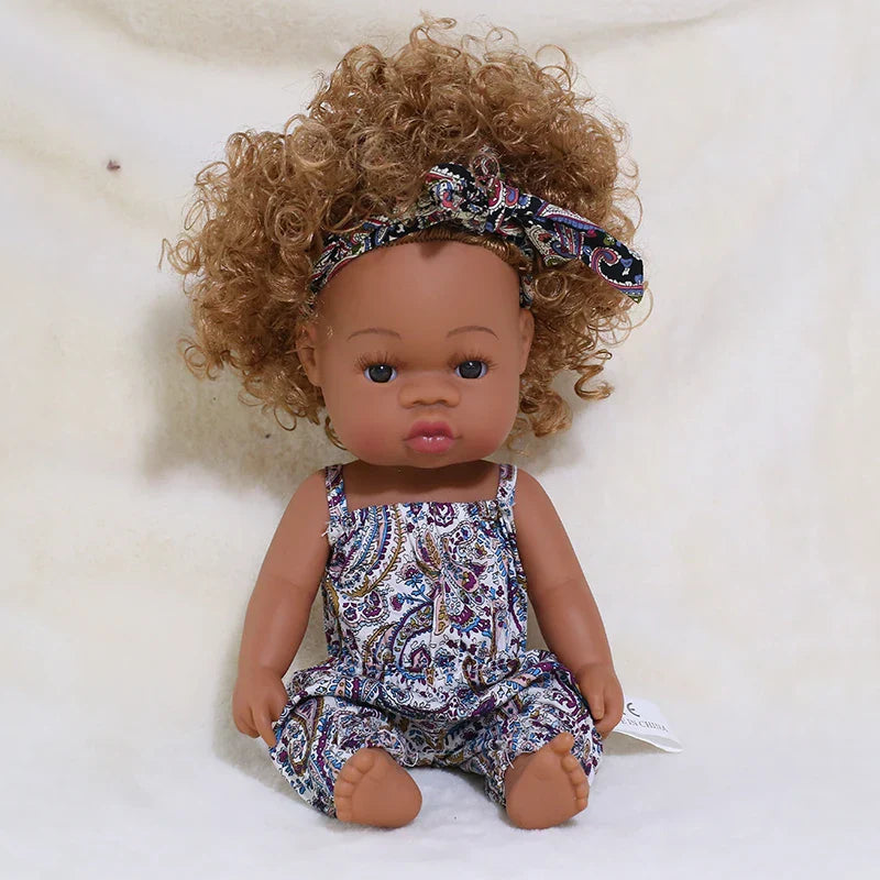 35cm Newborn Reborn African Doll Baby Simulation Soft