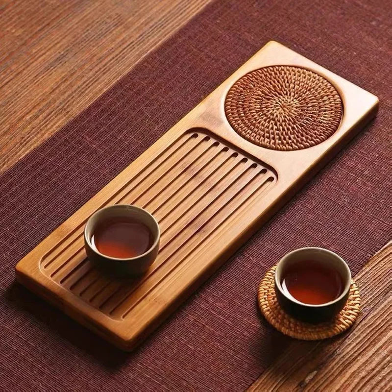 Kitchen Dish Tea Tray Modern Coffeeware Teaware Bamboo