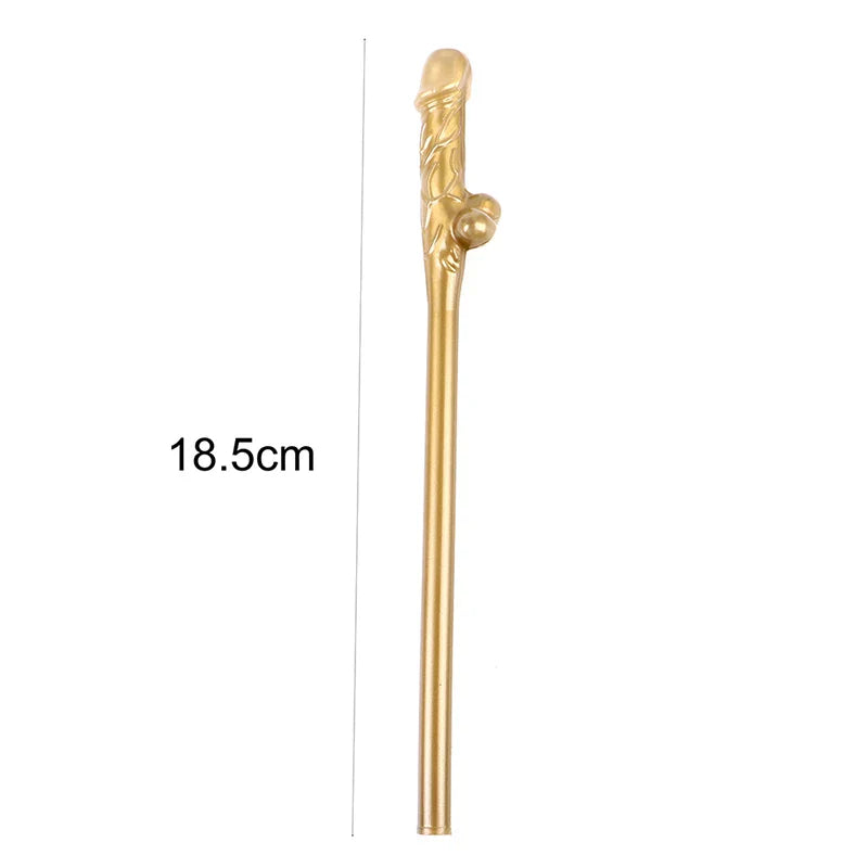 10Pcs Gold Penis Straws Bachelorette Party Decoration Disposable