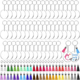 200Pcs Acrylic Keychain Blanks with Rings Clear Key