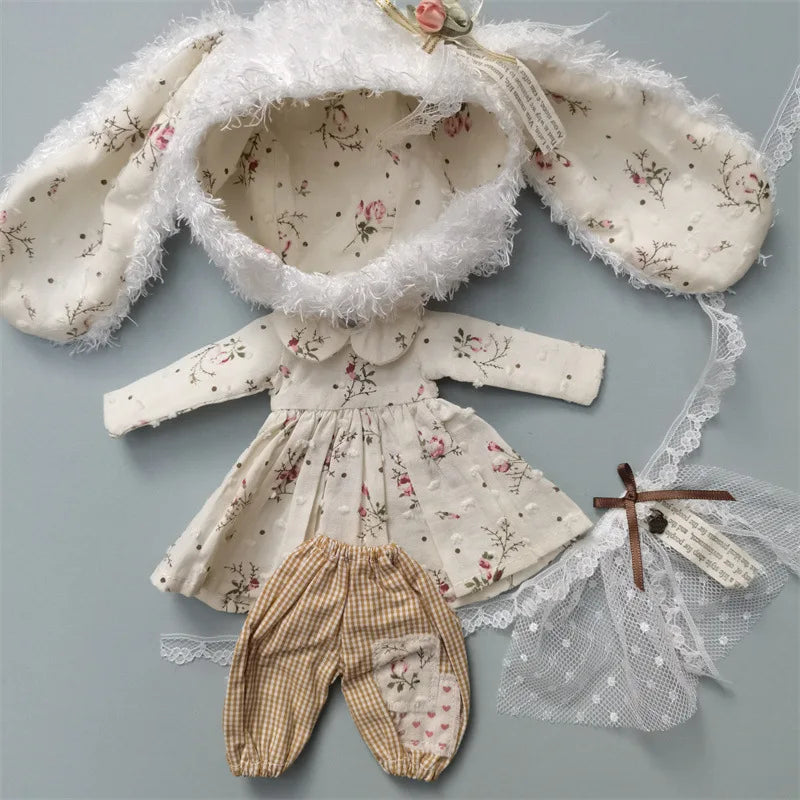 Handmade Doll Skirt Dress With Big Ear Rabbit