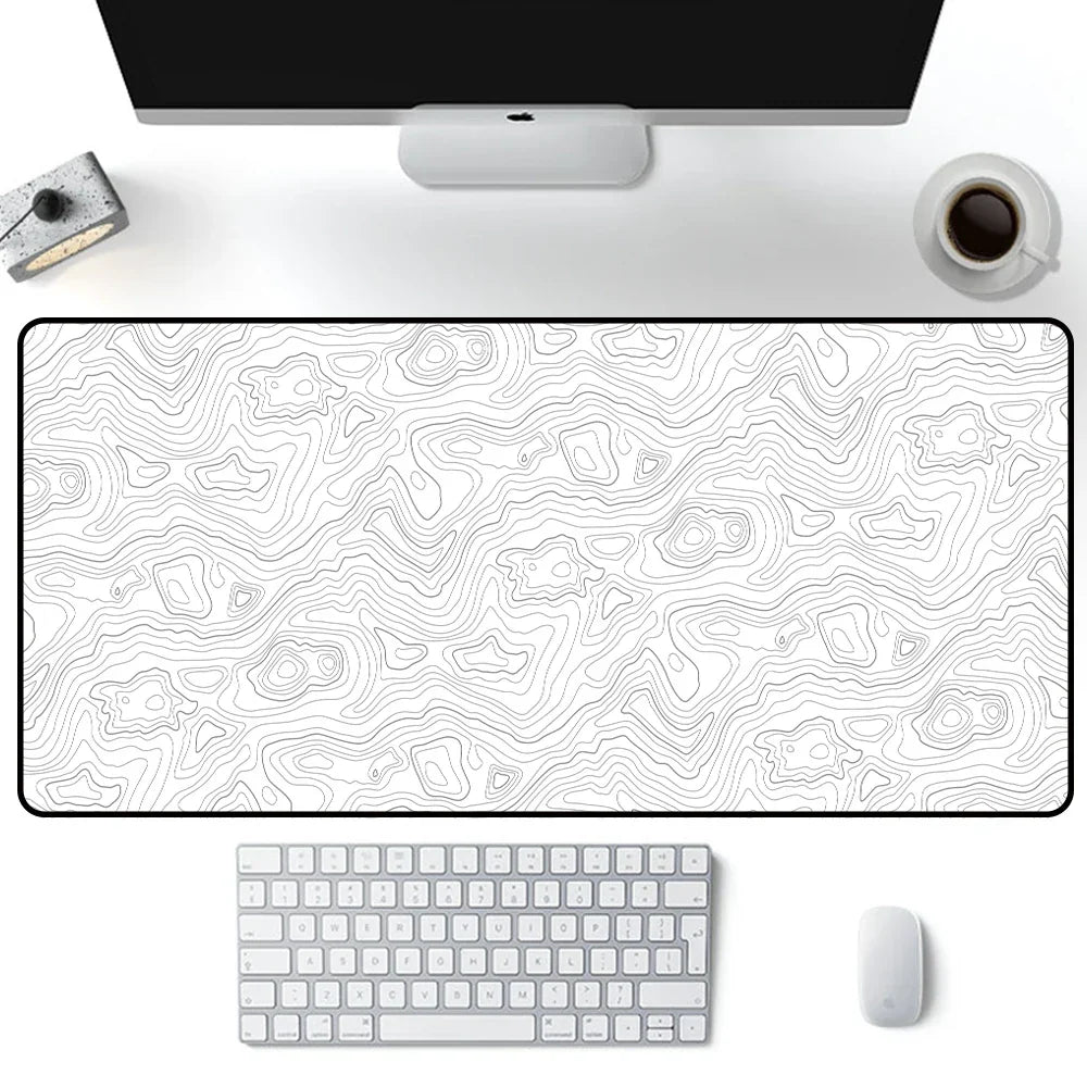 Big Art Mousepad White Black Desk Protector Pad