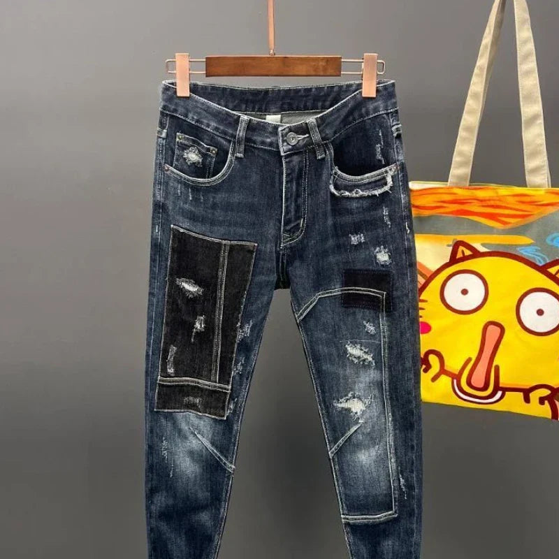 Trousers with Holes Men's Jeans Ripped Torn Man