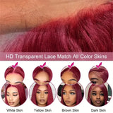 13x6 Straight Hd Transparent Lace Front Wigs 99J