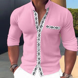 2023 Fashion Button Turn-down Collar Office Blouse Men