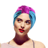 Women Stretch Silk Imitation Nightcap Fashion Color Contrast