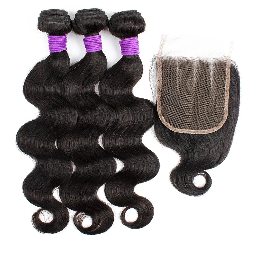 Body Wave 3 Bundles With 4x4 Lace Closure