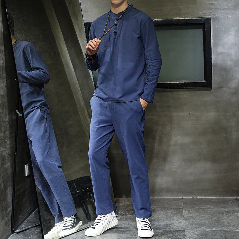New Arrival Men's Cotton and Linen Long Sleeve