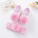 0~18M Cute Bowknot Newborn Baby Shoes Headband Set