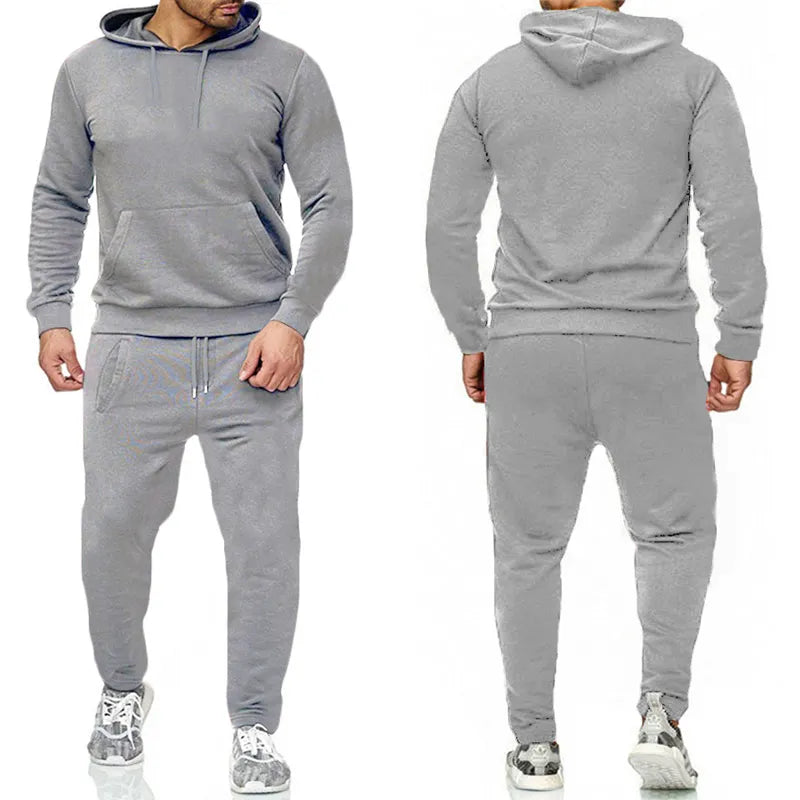 Classic Mens Solid Color Tracksuit Hooded Sweatshirts and